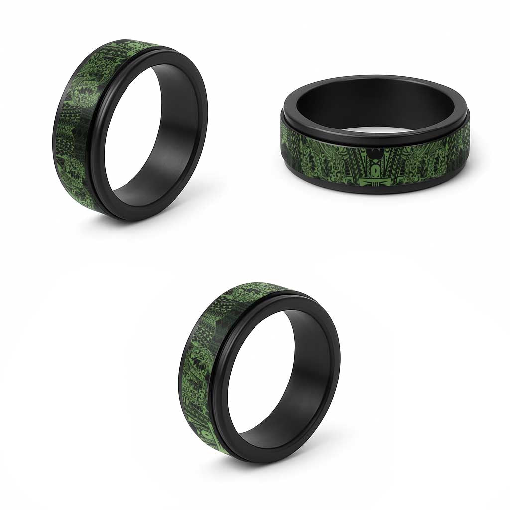 Green Couple Dolphins Maori Polynesian Style Spinner Ring - Polynesian Pride