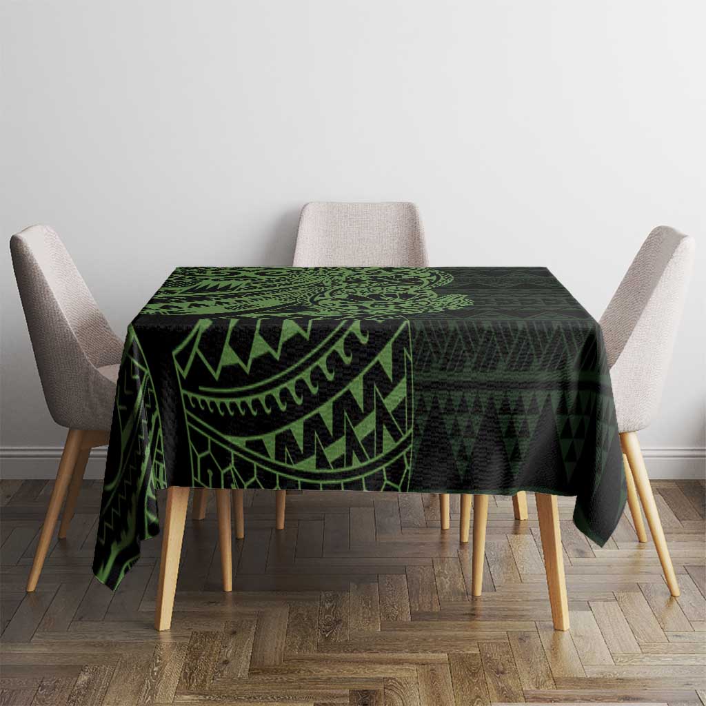 Green Couple Dolphins Maori Polynesian Style Tablecloth