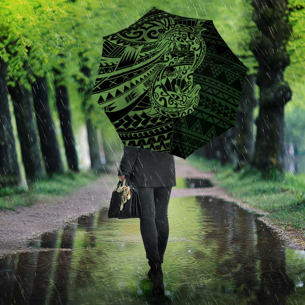 Green Couple Dolphins Maori Polynesian Style Umbrella - Polynesian Pride