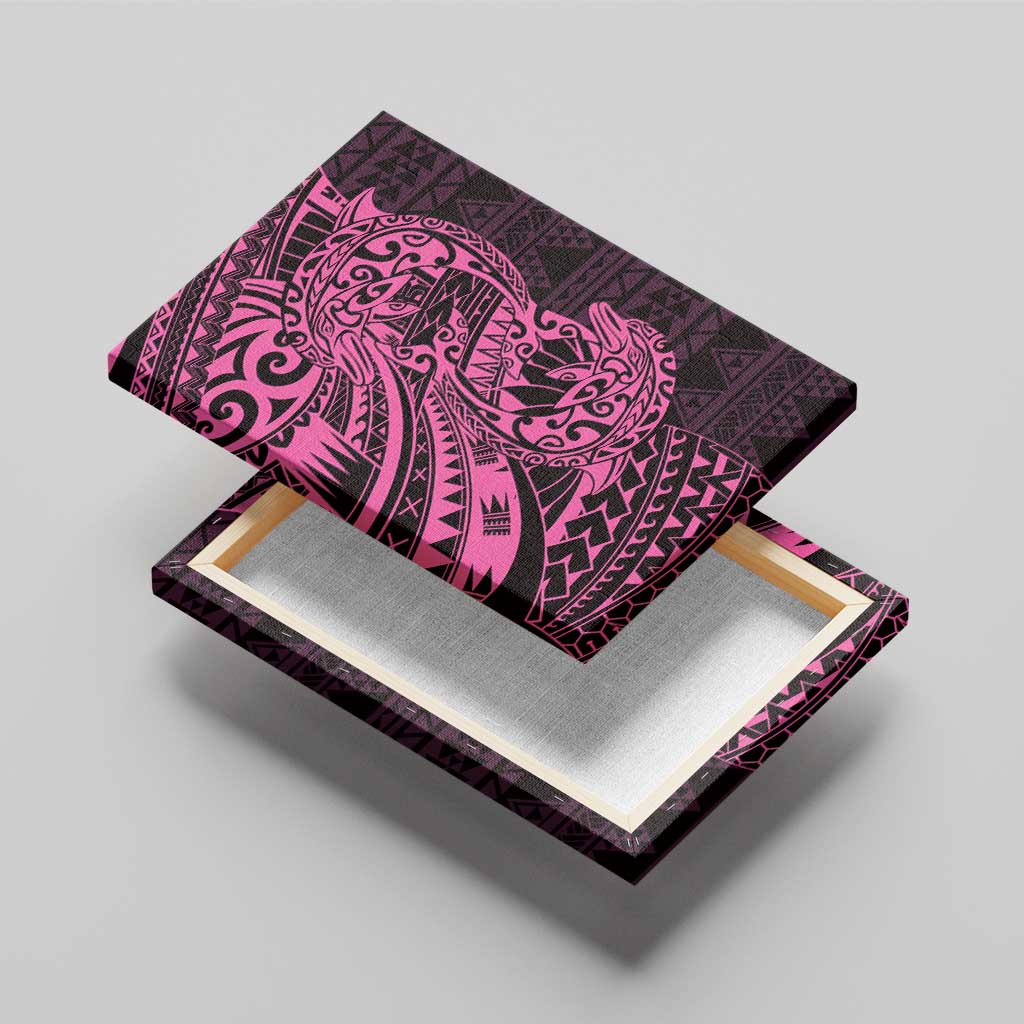 Pink Couple Dolphins Maori Polynesian Style Canvas Wall Art