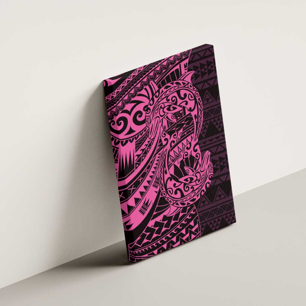 Pink Couple Dolphins Maori Polynesian Style Canvas Wall Art