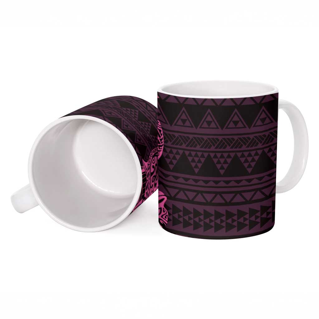 Pink Couple Dolphins Maori Polynesian Style Ceramic Mug - Polynesian Pride