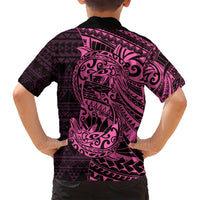 Pink Couple Dolphins Maori Polynesian Style Family Matching Long Sleeve Bodycon Dress and Hawaiian Shirt LT9 - Polynesian Pride