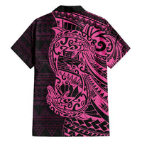 Pink Couple Dolphins Maori Polynesian Style Family Matching Long Sleeve Bodycon Dress and Hawaiian Shirt LT9 - Polynesian Pride