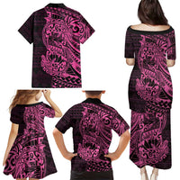 Pink Couple Dolphins Maori Polynesian Style Family Matching Puletasi and Hawaiian Shirt LT9 - Polynesian Pride