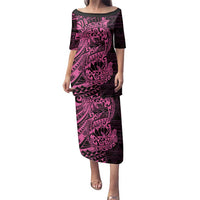 Pink Couple Dolphins Maori Polynesian Style Family Matching Puletasi and Hawaiian Shirt LT9 Mom's Dress Pink - Polynesian Pride