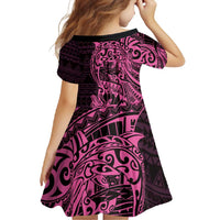 Pink Couple Dolphins Maori Polynesian Style Family Matching Short Sleeve Bodycon Dress and Hawaiian Shirt LT9 - Polynesian Pride