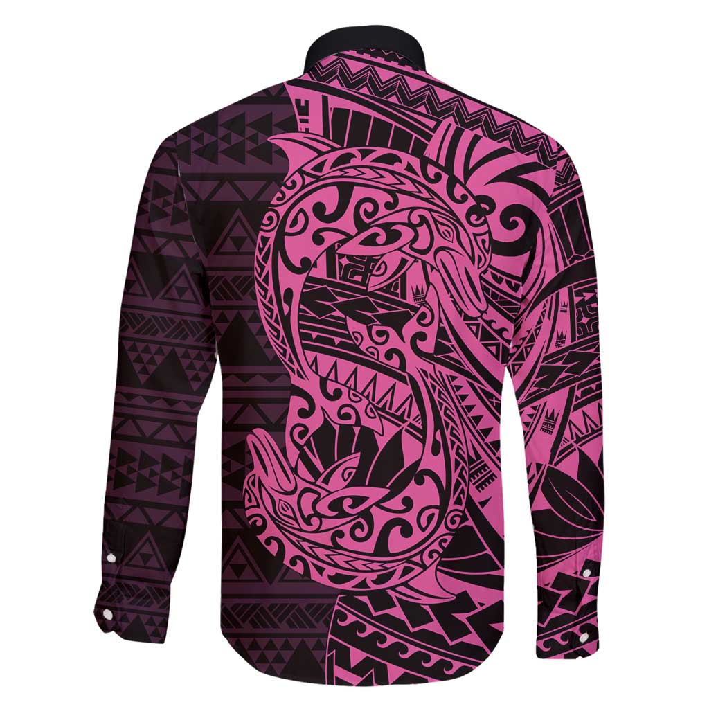 Pink Couple Dolphins Maori Polynesian Style Family Matching Summer Maxi Dress and Hawaiian Shirt LT9 - Polynesian Pride