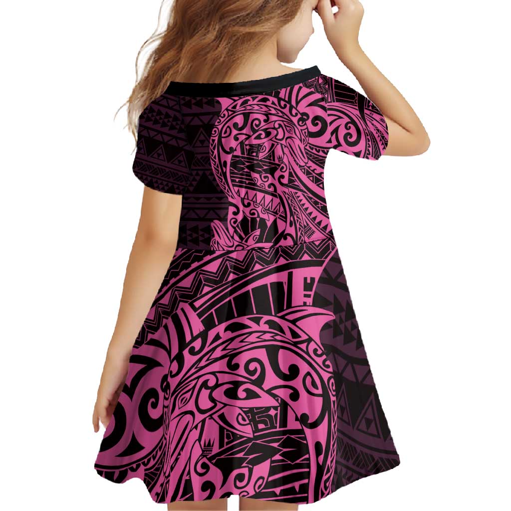 Pink Couple Dolphins Maori Polynesian Style Family Matching Tank Maxi Dress and Hawaiian Shirt LT9 - Polynesian Pride