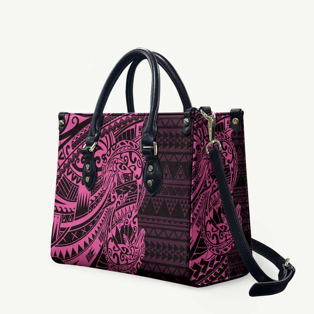 Pink Couple Dolphins Maori Polynesian Style Leather Bag - Polynesian Pride