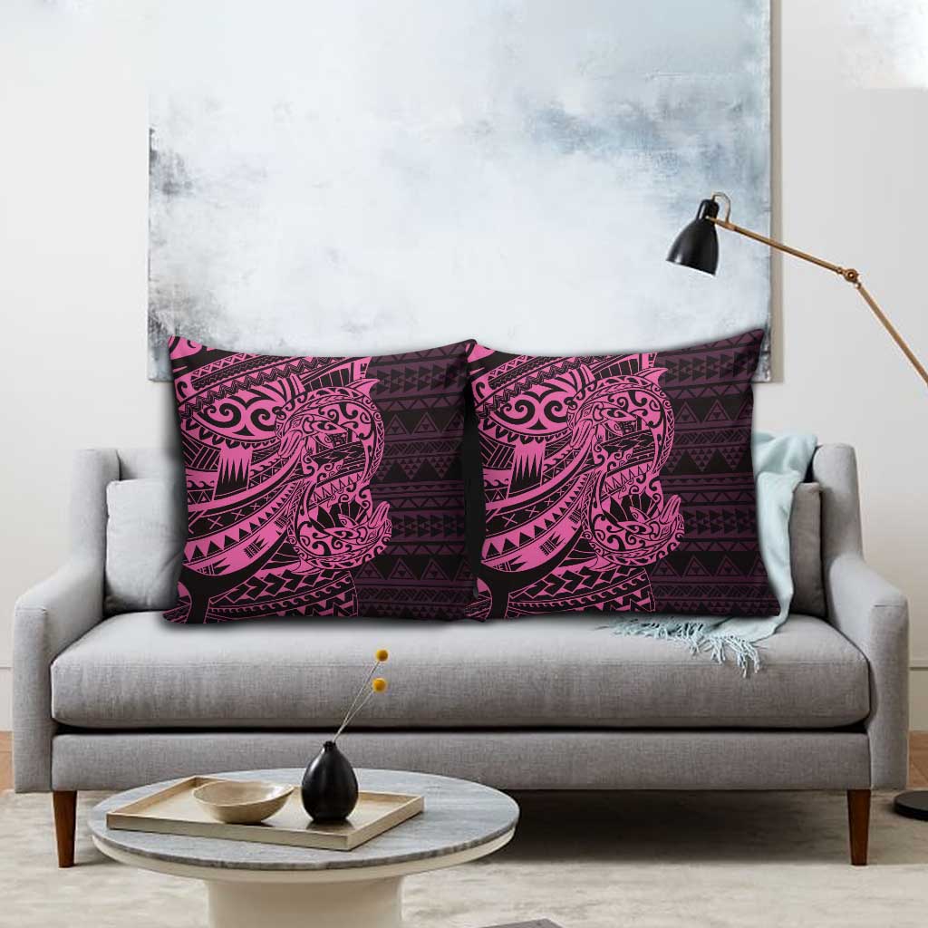 Pink Couple Dolphins Maori Polynesian Style Pillow Cover - Polynesian Pride
