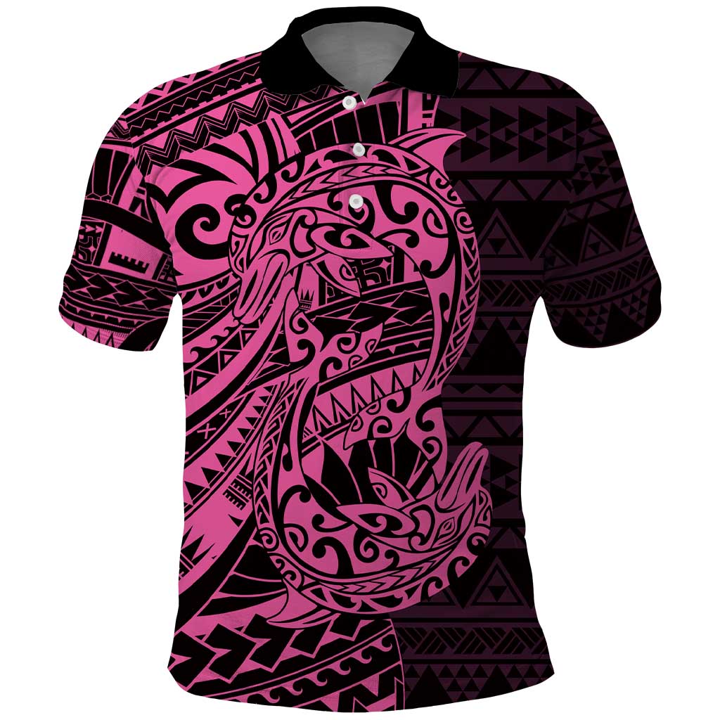 Pink Couple Dolphins Maori Polynesian Style Polo Shirt LT9 Pink - Polynesian Pride