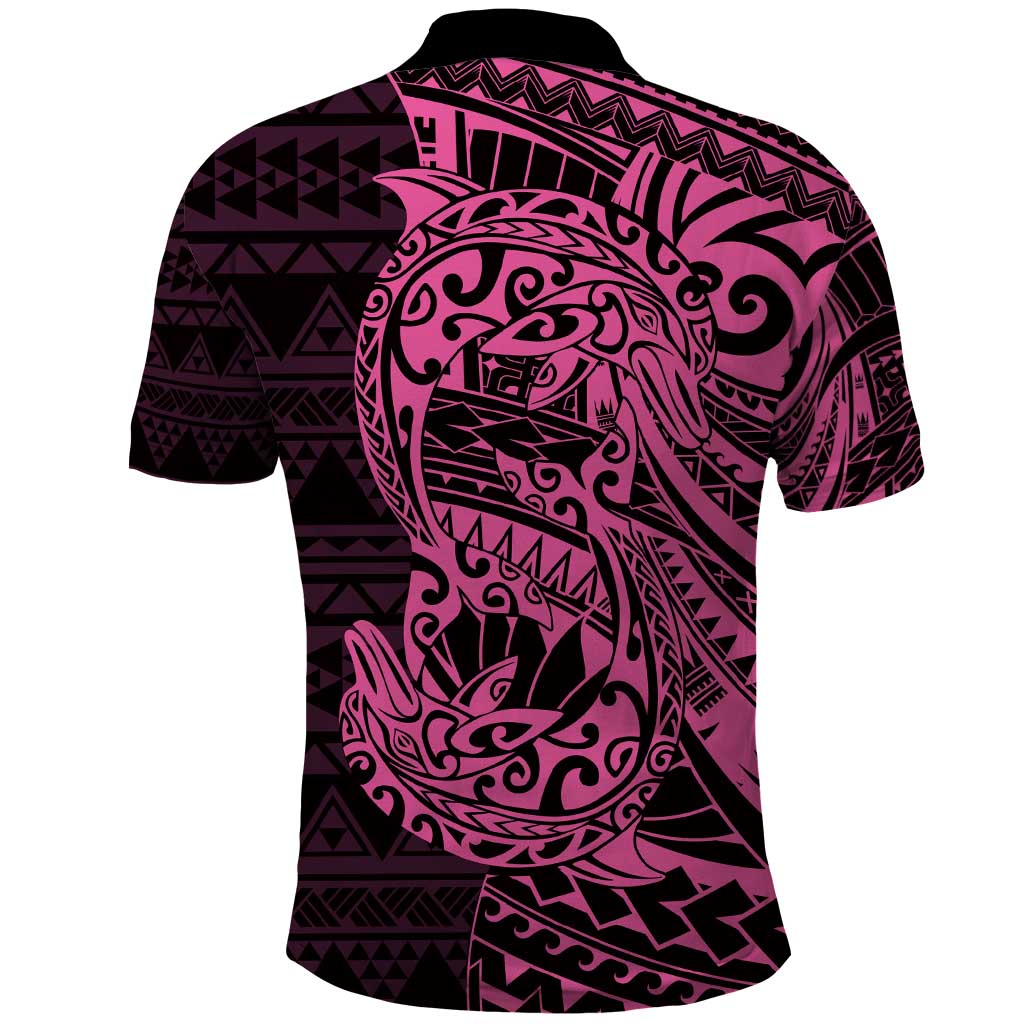 Pink Couple Dolphins Maori Polynesian Style Polo Shirt LT9 - Polynesian Pride