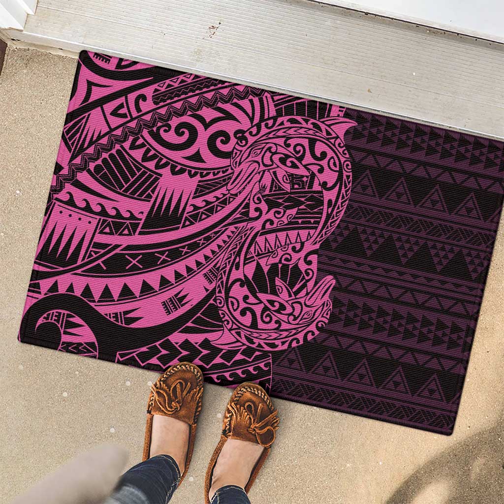 Pink Couple Dolphins Maori Polynesian Style Rubber Doormat LT9 - Polynesian Pride