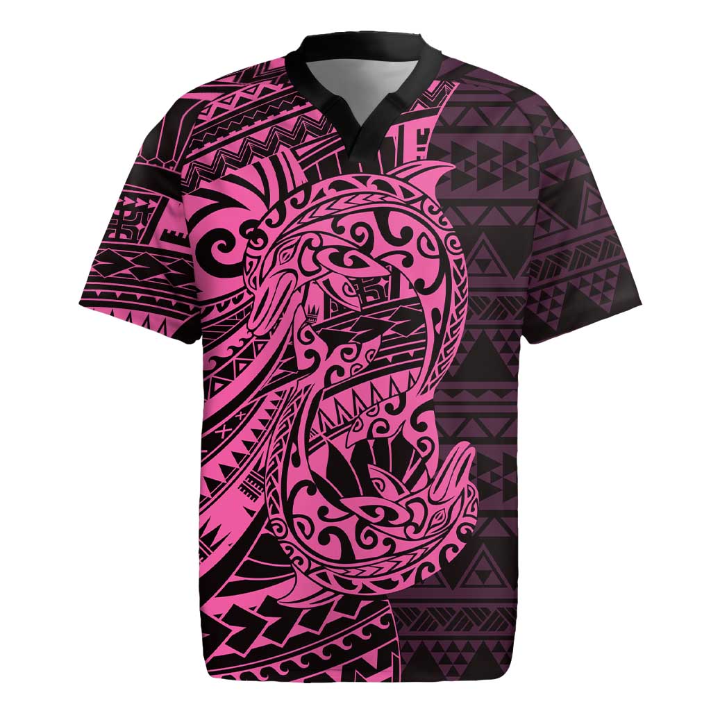 Pink Couple Dolphins Maori Polynesian Style Rugby Jersey LT9 Pink - Polynesian Pride