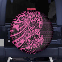 Pink Couple Dolphins Maori Polynesian Style Spare Tire Cover LT9 No hole Pink - Polynesian Pride