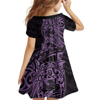 Purple Couple Dolphins Maori Polynesian Style Family Matching Off Shoulder Maxi Dress and Hawaiian Shirt LT9 - Polynesian Pride