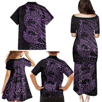 Purple Couple Dolphins Maori Polynesian Style Family Matching Puletasi and Hawaiian Shirt LT9 - Polynesian Pride