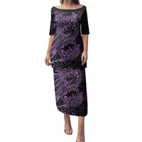 Purple Couple Dolphins Maori Polynesian Style Family Matching Puletasi and Hawaiian Shirt LT9 Mom's Dress Purple - Polynesian Pride