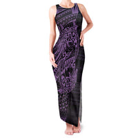 Purple Couple Dolphins Maori Polynesian Style Family Matching Tank Maxi Dress and Hawaiian Shirt LT9 Mom's Dress Purple - Polynesian Pride