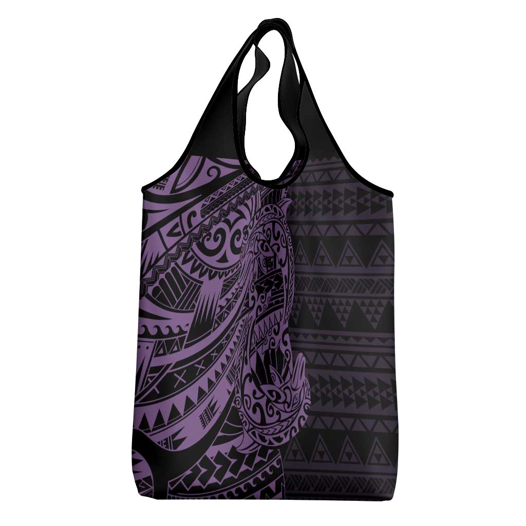 Purple Couple Dolphins Maori Polynesian Style Grocery Bag LT9 - Polynesian Pride