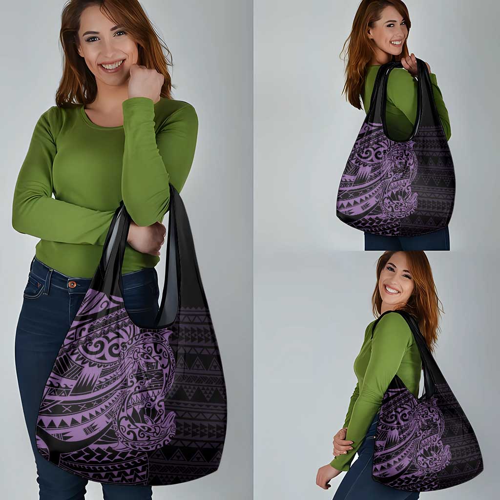 Purple Couple Dolphins Maori Polynesian Style Grocery Bag LT9 - Polynesian Pride
