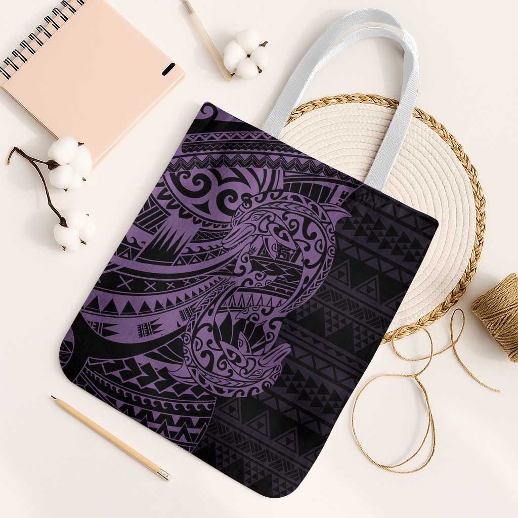Purple Couple Dolphins Maori Polynesian Style Tote Bag - Polynesian Pride