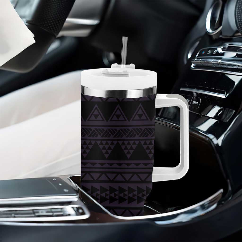Purple Couple Dolphins Maori Polynesian Style Tumbler With Handle