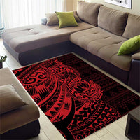 Red Couple Dolphins Maori Polynesian Style Area Rug
