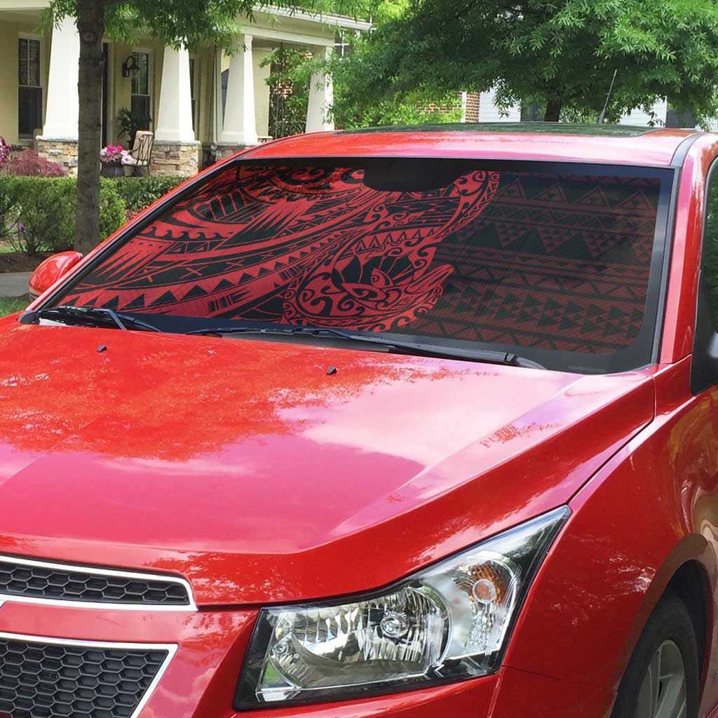 Red Couple Dolphins Maori Polynesian Style Auto Sun Shade - Polynesian Pride
