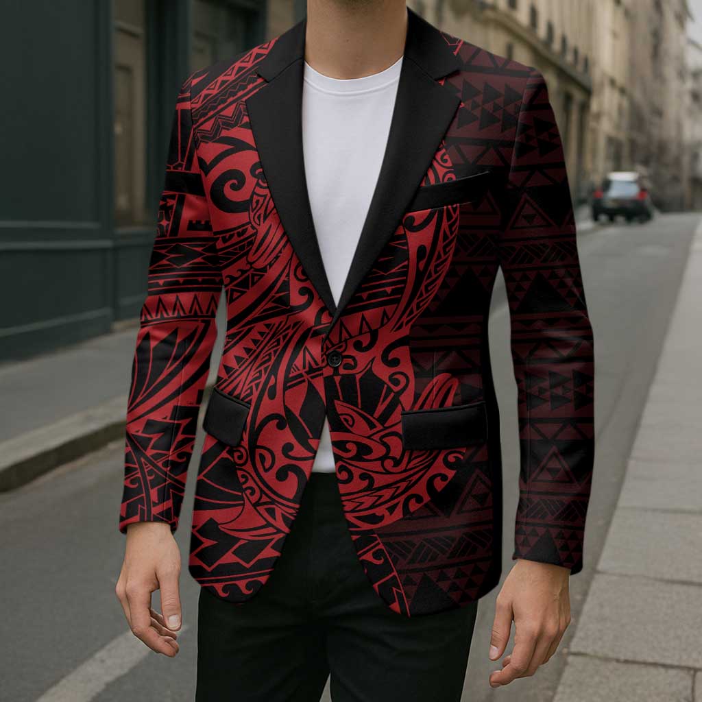 Red Couple Dolphins Maori Polynesian Style Blazer - Polynesian Pride