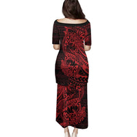 Red Couple Dolphins Maori Polynesian Style Family Matching Puletasi and Hawaiian Shirt LT9 - Polynesian Pride