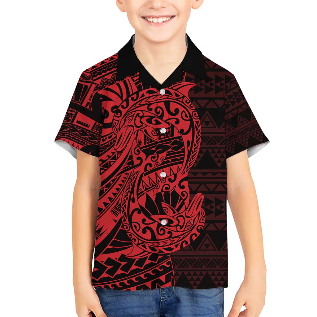 Red Couple Dolphins Maori Polynesian Style Hawaiian Shirt LT9 - Polynesian Pride