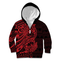 Red Couple Dolphins Maori Polynesian Style Kid Hoodie LT9 Zip Hoodie Red - Polynesian Pride