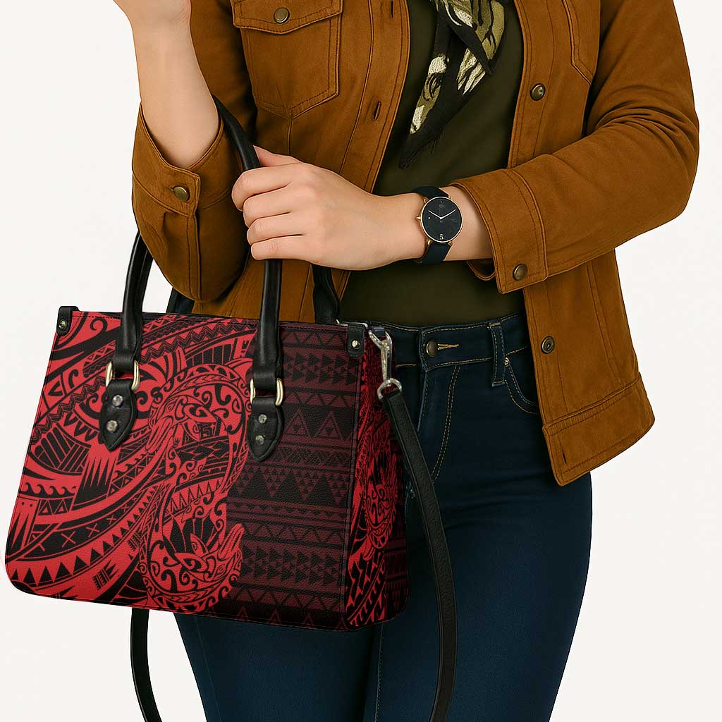 Red Couple Dolphins Maori Polynesian Style Leather Bag - Polynesian Pride
