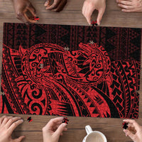 Red Couple Dolphins Maori Polynesian Style Puzzle - Polynesian Pride