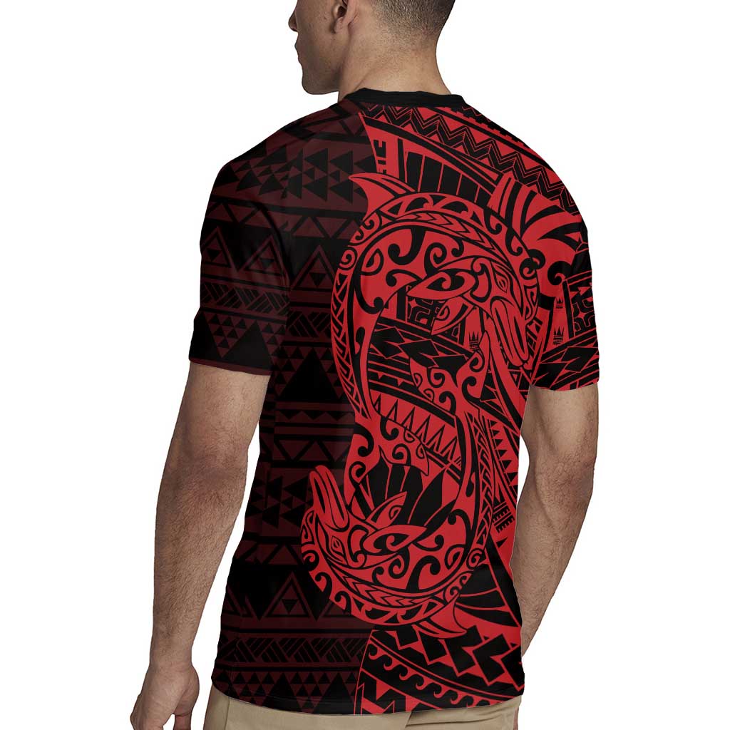 Red Couple Dolphins Maori Polynesian Style Rugby Jersey