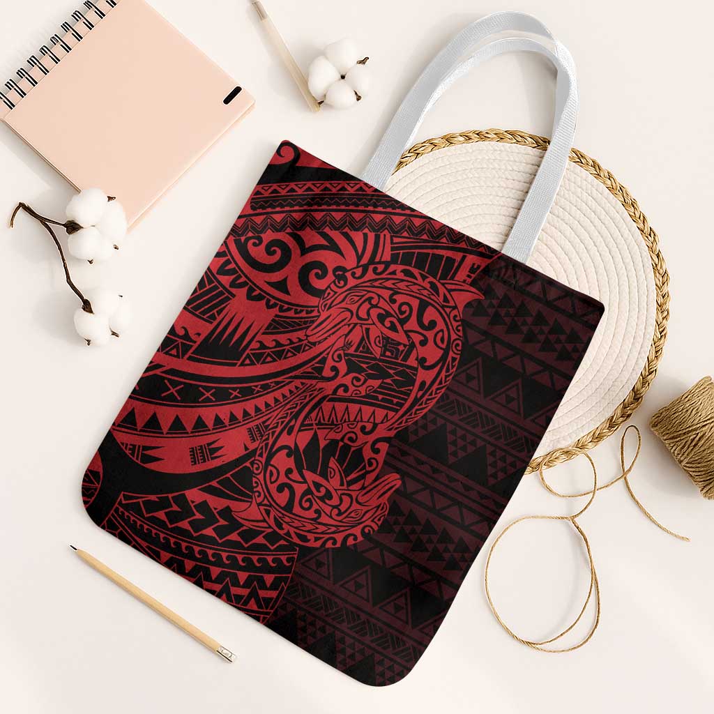 Red Couple Dolphins Maori Polynesian Style Tote Bag - Polynesian Pride