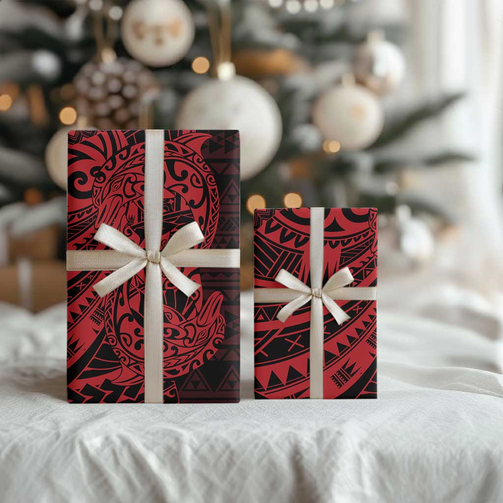 Red Couple Dolphins Maori Polynesian Style Wrapping Paper - Polynesian Pride