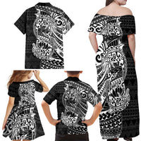White Couple Dolphins Maori Polynesian Style Family Matching Off Shoulder Maxi Dress and Hawaiian Shirt LT9 - Polynesian Pride