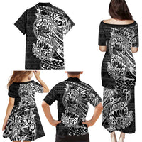 White Couple Dolphins Maori Polynesian Style Family Matching Puletasi and Hawaiian Shirt LT9 - Polynesian Pride