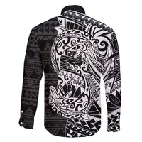 White Couple Dolphins Maori Polynesian Style Family Matching Summer Maxi Dress and Hawaiian Shirt LT9 - Polynesian Pride