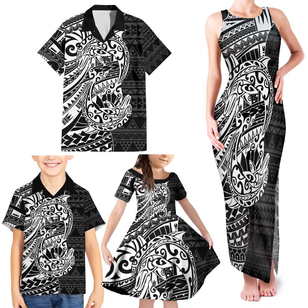 White Couple Dolphins Maori Polynesian Style Family Matching Tank Maxi Dress and Hawaiian Shirt LT9 - Polynesian Pride