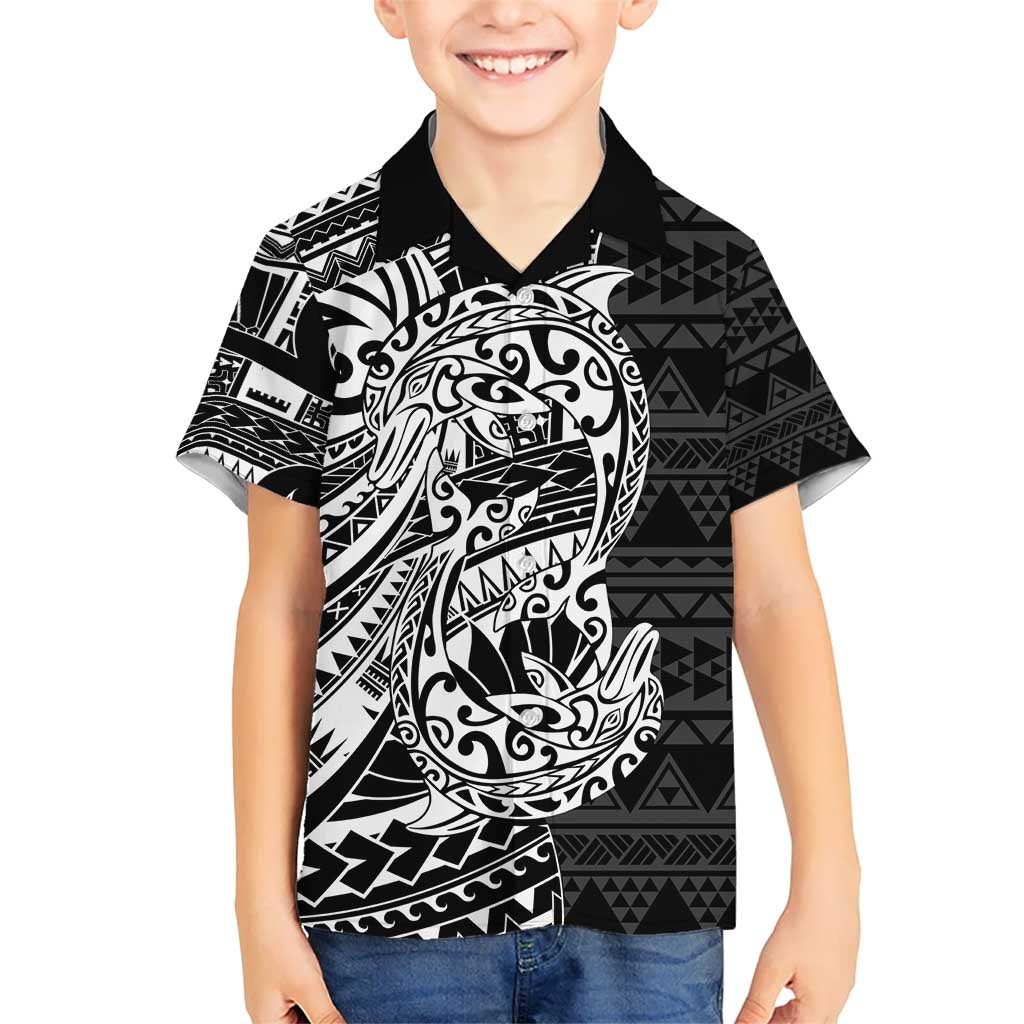 White Couple Dolphins Maori Polynesian Style Kid Hawaiian Shirt LT9 Kid White - Polynesian Pride