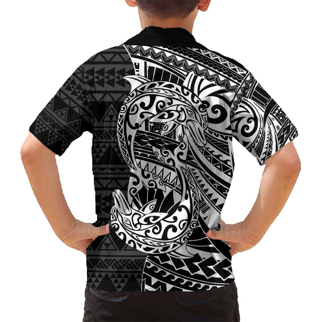 White Couple Dolphins Maori Polynesian Style Kid Hawaiian Shirt LT9 - Polynesian Pride