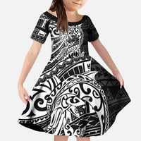 White Couple Dolphins Maori Polynesian Style Kid Short Sleeve Dress LT9 KID White - Polynesian Pride