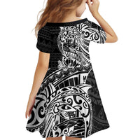 White Couple Dolphins Maori Polynesian Style Kid Short Sleeve Dress LT9 - Polynesian Pride