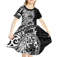 White Couple Dolphins Maori Polynesian Style Kid Short Sleeve Dress LT9 - Polynesian Pride