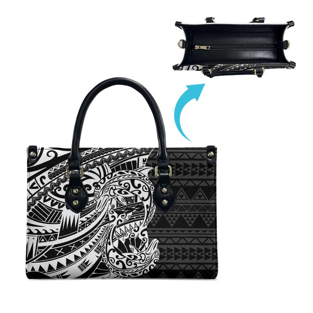 White Couple Dolphins Maori Polynesian Style Leather Bag - Polynesian Pride