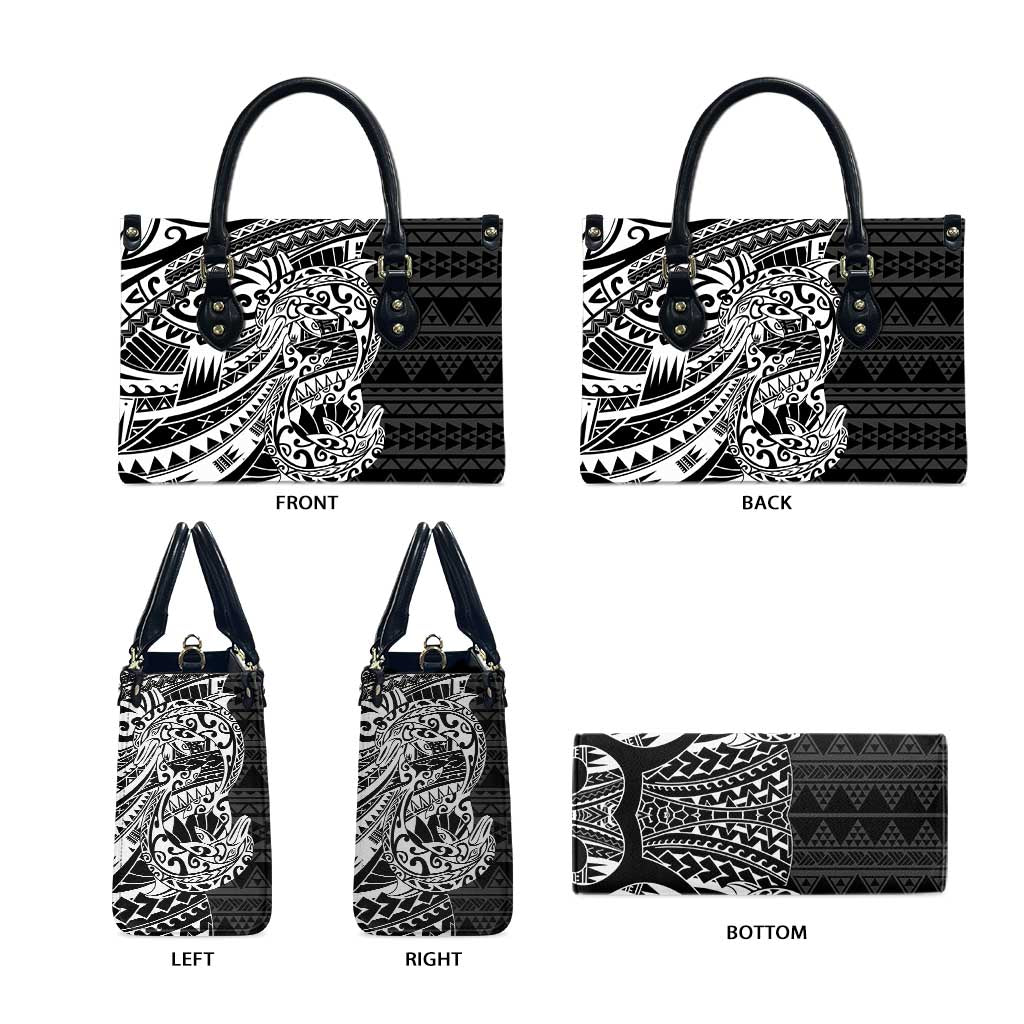 White Couple Dolphins Maori Polynesian Style Leather Bag - Polynesian Pride